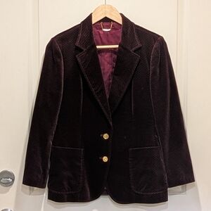 Vintage St Sophia Paris 44 Silk Velvet Polka Dot Blazer With Silk Lining